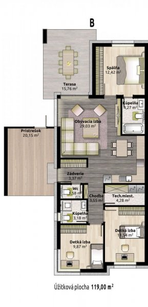 4 izbový dom B 4 izbový dom B