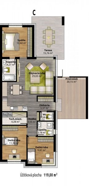 4 izbový dom C 4 izbový dom C