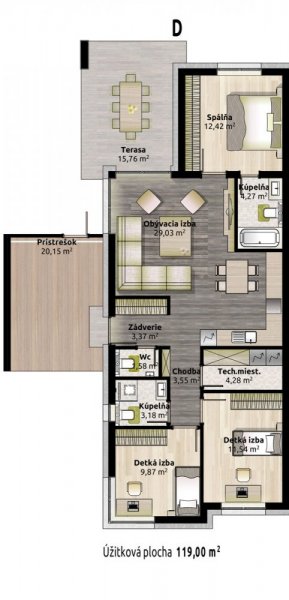 4 izbový dom D 4 izbový dom D