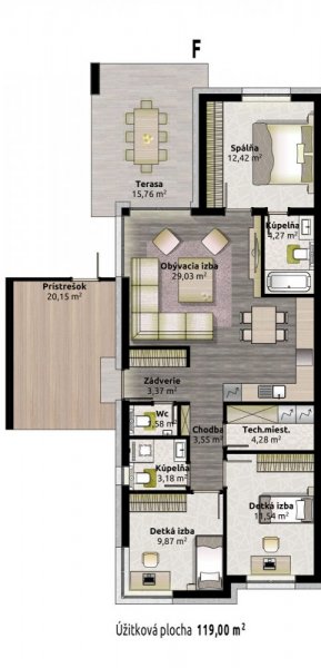 4 izbový dom F
